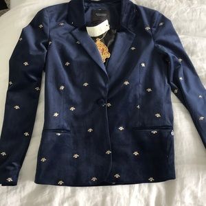 NWT velvet blazer w/ bees